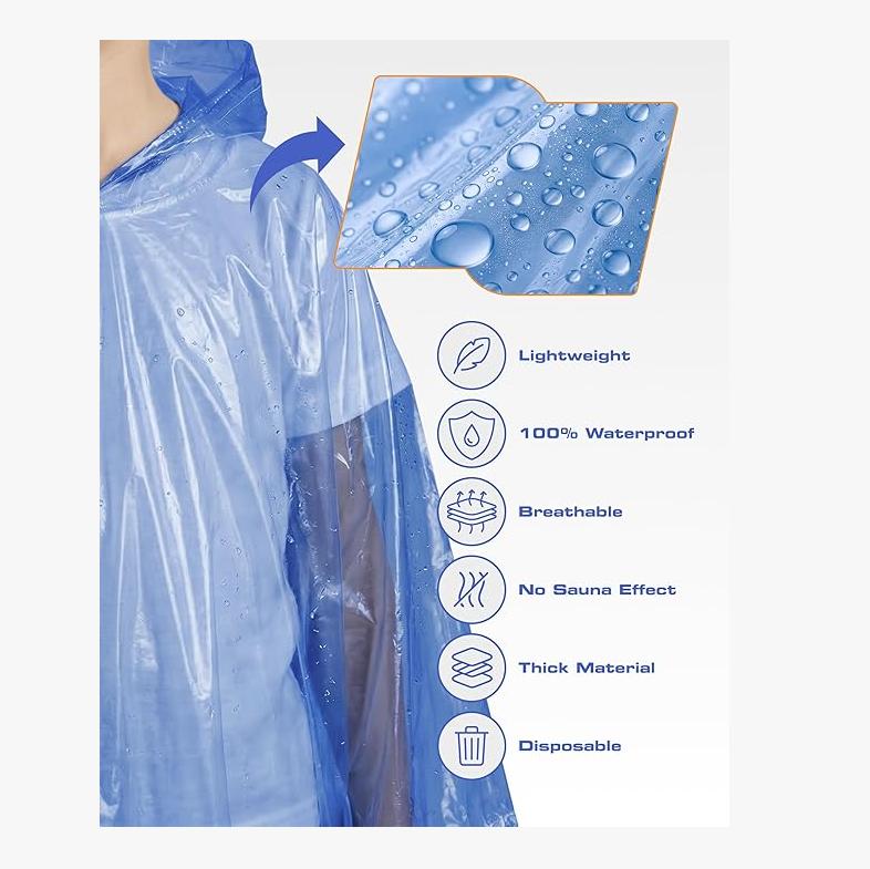 Disposable Rain Ponchos for Adults (3 Pack)