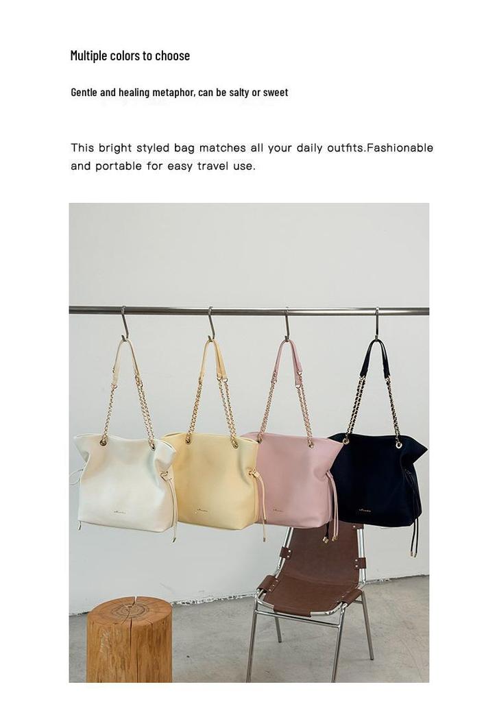 2026 Spring/Summer Women's Large Capacity Fashion Chain Bucket Bag - Casual Commute Shoulder Handbag
