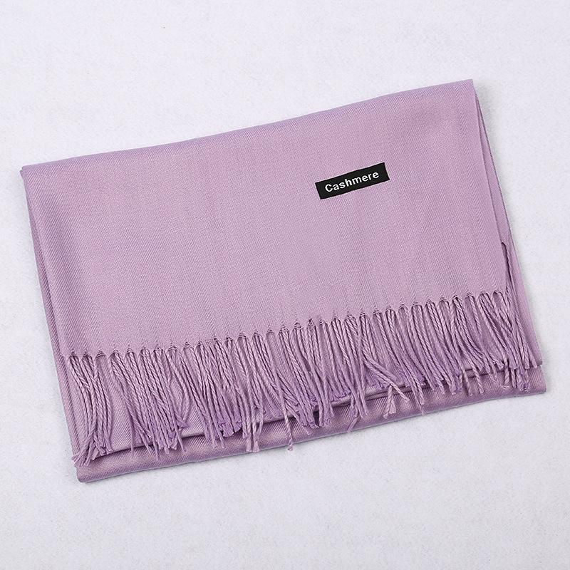 Solid Color Cashmere Scarf Women'S Autumn And Winter Explosion 220G Classic Light Board Monochrome Tassel Versatile Warm Shawl Gift