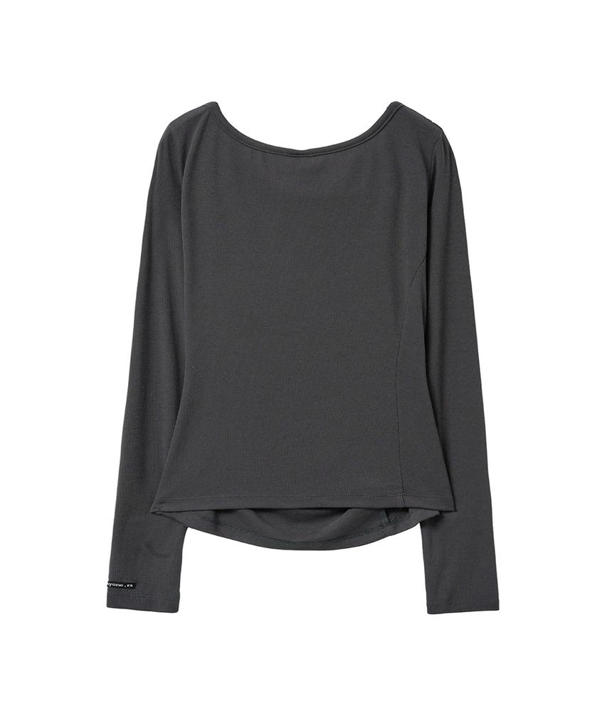 Lense Side Shirring Draped Tee Charcoal
