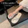 The Same Pearl Puff Pearl Toe with Flat Bottom Beach Sandals Women's Slippers Outside Summer Wear