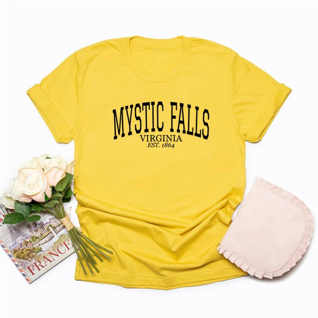 Mystic Falls Virginia Est1864 Shirt Gift for Vampire Fan Unisex Short Sleeve T-shirts Salvatore Brothers Shirt Streetwear Tops