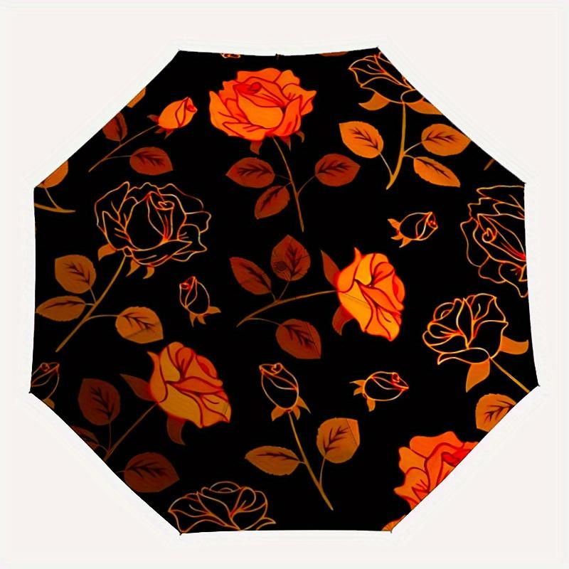 

1pc Floral Pattern Automatic Umbrella with 8-Rib Compact Design, Foldable & Portable for Outdoor Leisure, Everyday Use101