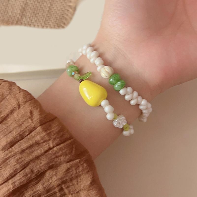 Pear Shaped Resin Bead Stretchy Stackable Bracelet Elastic Wristband For Women Trendy Jewelry Gift