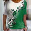 Elegant and Stylish Women's T-shirt with Colorful Roses and a Round Neckline, a Versatile and Refreshing Y2K-style Top for Summer