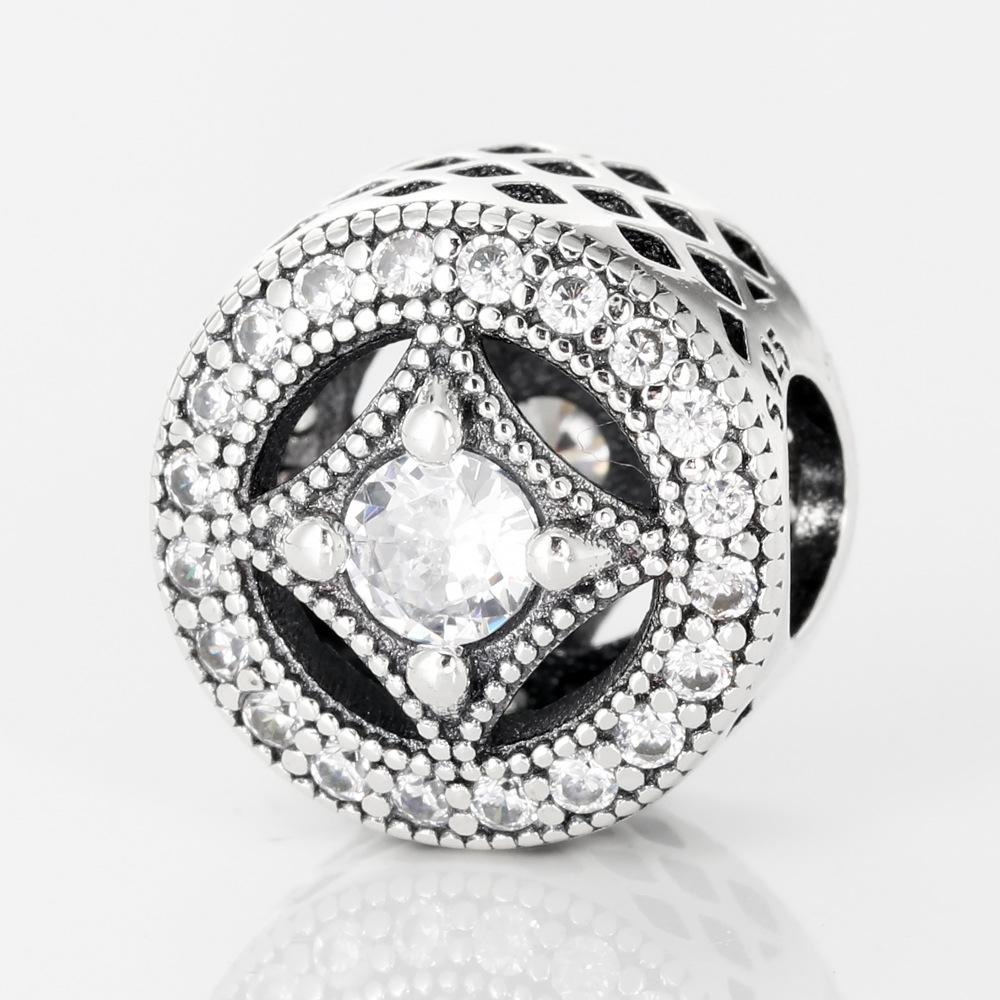 Funkelnder Runder Durchbrochener Zirkonoxid Anhänger Charm-Perlen Passend für Echte Charms Armband Schmuck Anhänger Authentische Kupfer-Charm-Perle Für Damen Schmuck