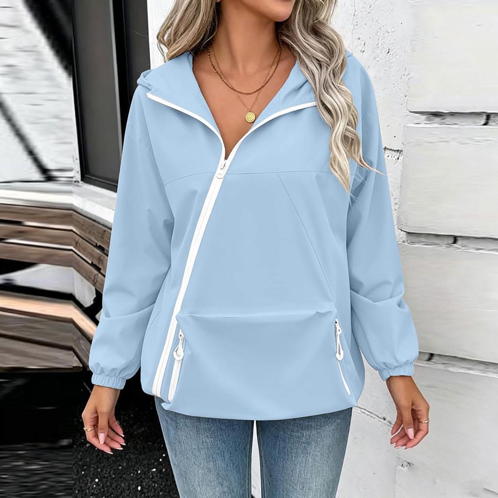 Women's Casual Hooded Zip Up Jacket with Pockets