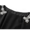 High-End Round Neck Studded Ruffle Sleeve Waist-Cinching Dress for Women - Summer Fashion