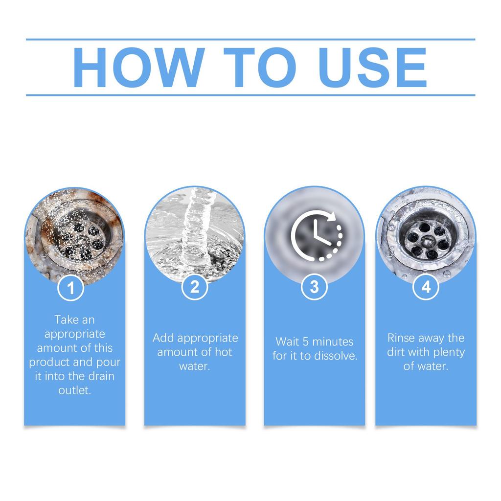Røråpner Deodorant, Kraftig Røråpningsmiddel, Pulver for å fjerne tette rør, Vask- og røråpningspulver Røråpningsmiddel, Kjøkken Toalett