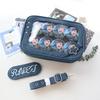 Y2K Cute Denim Ita Bag Women's Fashion Crossbody Bag Harajuku Girl Transparent Shoulder Bag Lady DIY Badge Messenger Bag Handbag