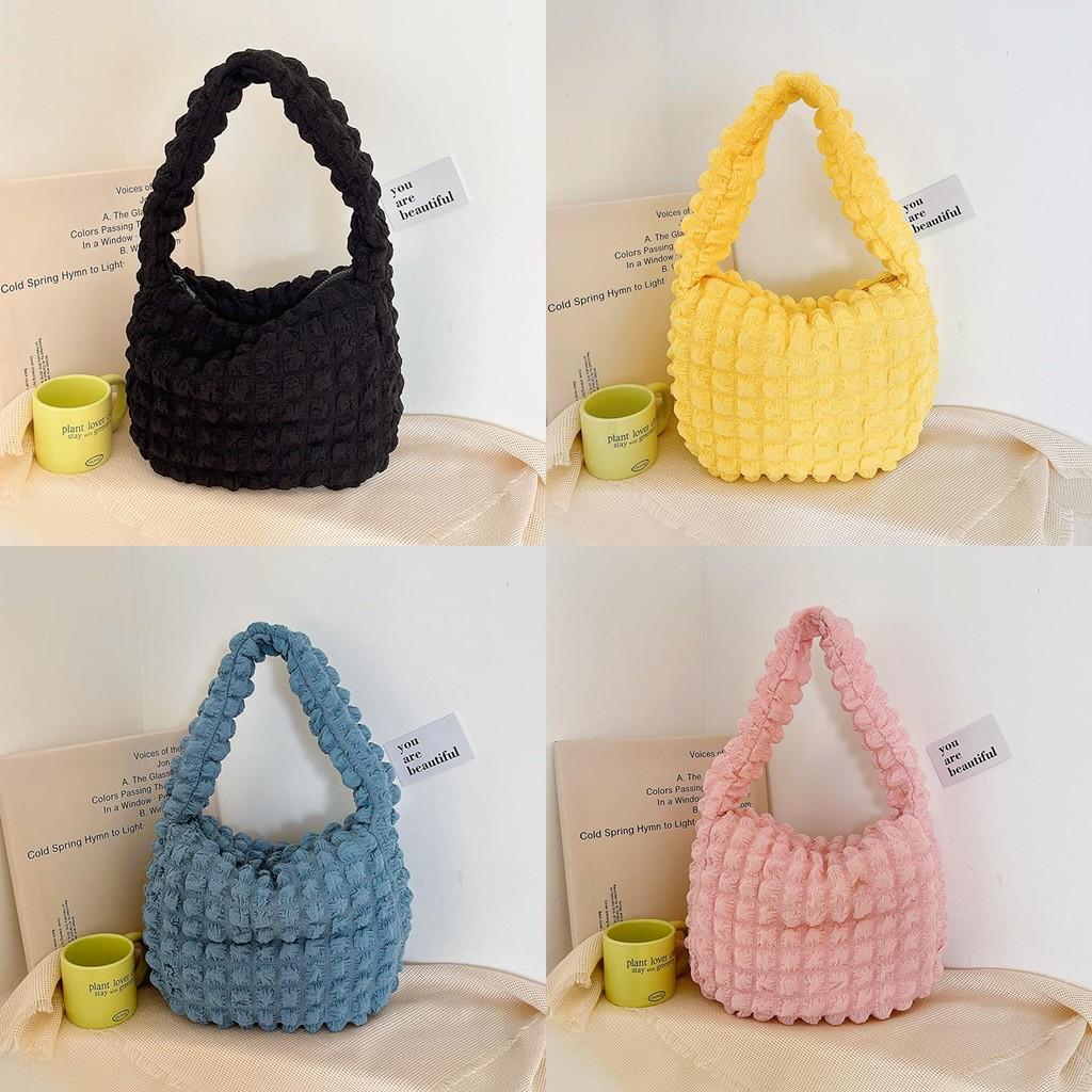 Trendy Women's Pleated Tote Bag For Everyday Use Available In Black Yellow Blue Pink