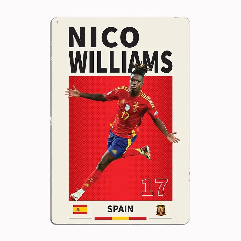 Nico Williams Spain Soccer Poster Metal Plaque Poster Club Home Bar Cave Classic Plaques Tin Sign Room Wall Decor