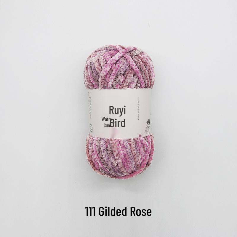 Ruyi Bird Chenille Yarn: Warm Sun Gold Velvet Ice Yarn for DIY Crochet Dolls & Blankets