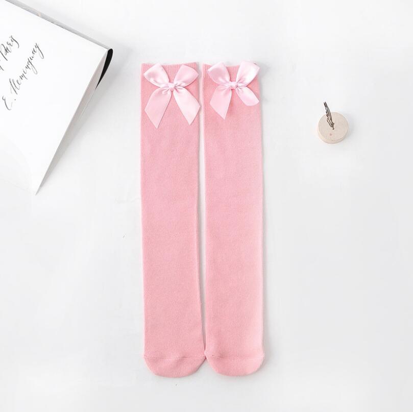 Șosete Noi Spaniole pentru Bebeluși până la Genunchi, Tub Lung, Toamnă Iarnă, Șosete de Bumbac pentru Copii pentru Fete, Șosete Până la Genunchi, Funde Mari, Șosete de Podea pentru Copii