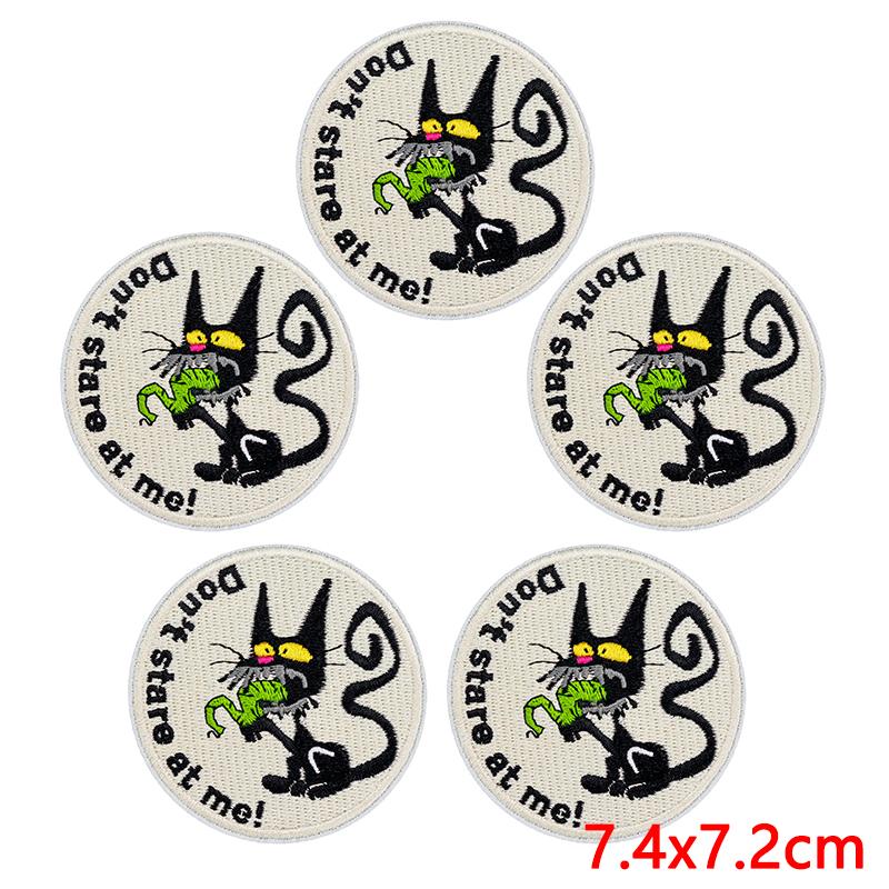 10 ks / Loty Série Černá kočka Vyšívané Kreslené Zvířecí Odznaky Klobouky Batoh Oblečení Zdobit Zvířecí Nášivka Nažehlovací Nášivky DIY