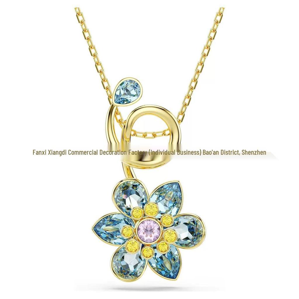 Idyllia Flower Dopamine Jewelry Set: Necklace, Bracelet, Earrings, Ring with Austria Crystals