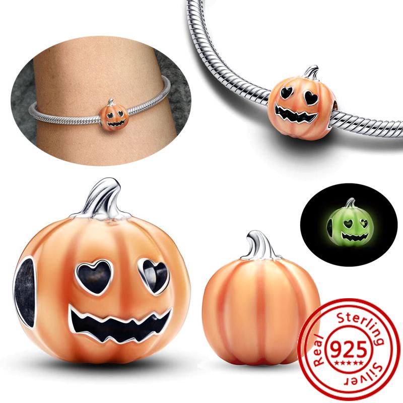 

Подходит для браслетов с шармами Pandora 925 медь Светящийся в темноте Привидение Тыква Светлячок Лампочка Насекомое Светящаяся подвеска Бусины Циркон