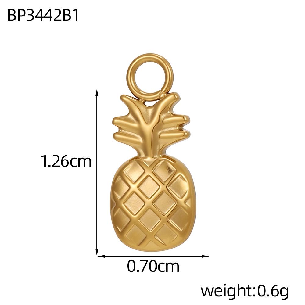 CARLIDANA Fruit Gold Plated Pineapple Avocado Strawberry Grape Pendant Stainless Steel Charms Accessories DIY Jewelry for Women
