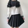 Sailor Uniform Cosplay School Uniform High School Girl Halloween JK Long Sleeve Square Collar [milky Time] (L)