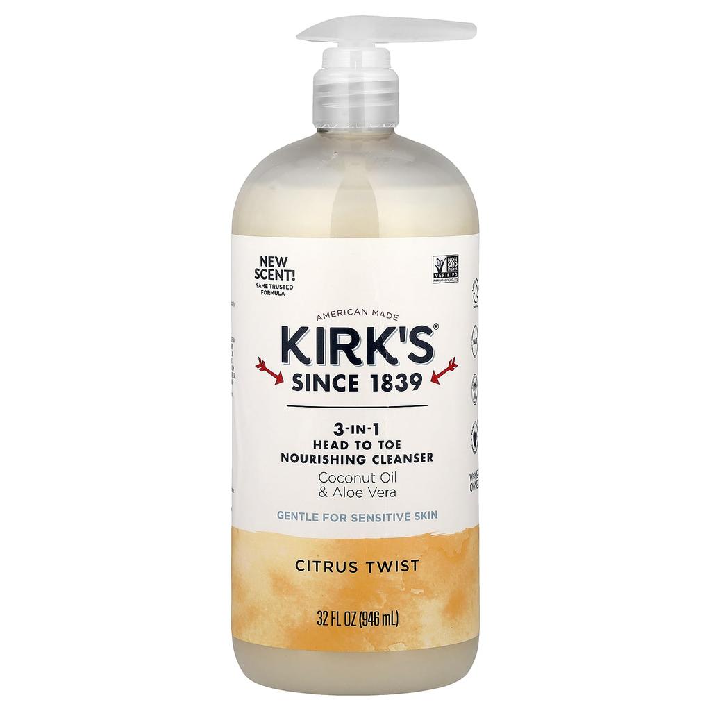 Kirk'S, 3-In-1 Head to Toe Nourishing Cleanser, Citrus Twist, 946 Ml (32 Fl Oz)