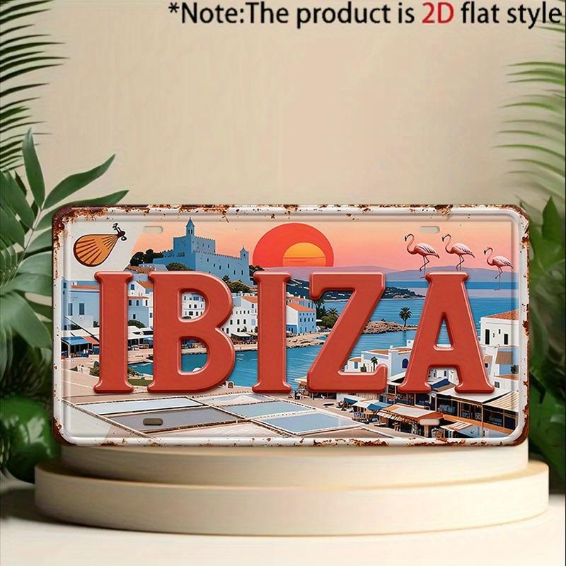 

Ibiza Coastal Town Sunset Flamingo Aluminum Tin Sign Wall Art Decor for Garage Bar Man Cave D Flat Printing Metal Poster 15x30cm(5.9x7.8inch)