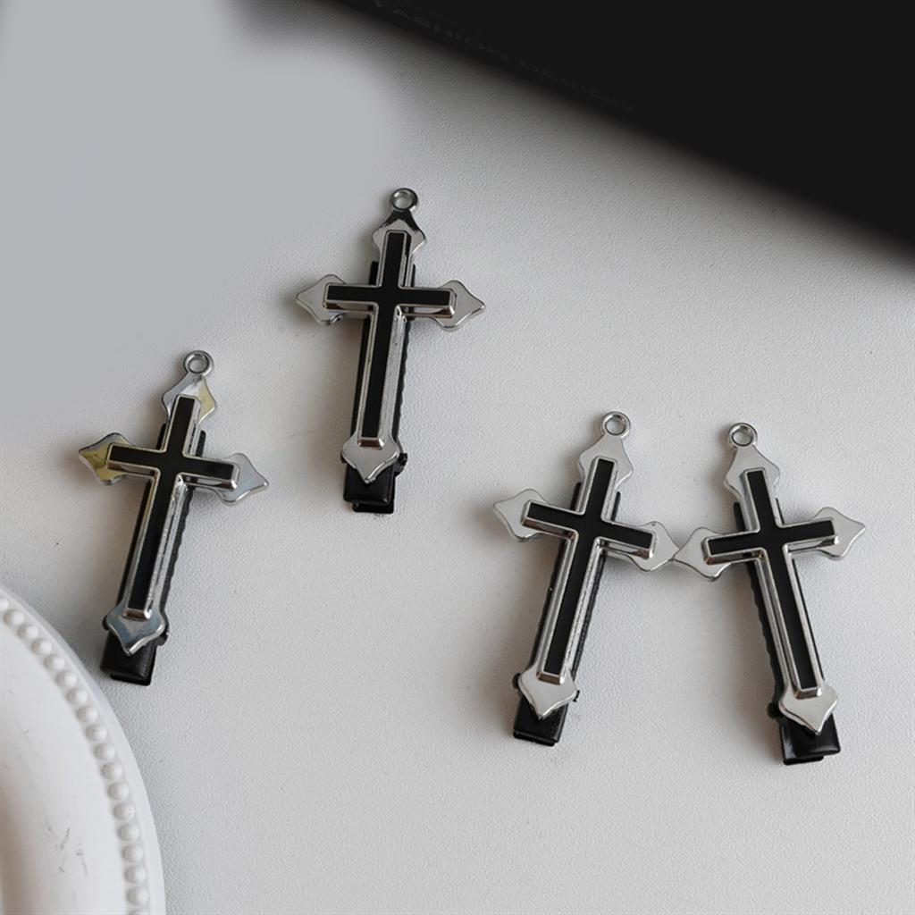 1pc/1pair Gothic Cross Shape Hairpin for Sweet Girls Carnival Taking Photo Hair Barrettes Aesthetics Hair Accessories