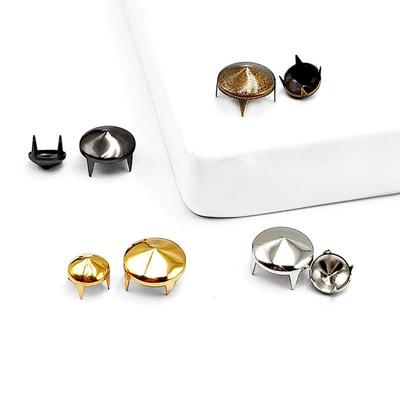 100pcs New 6-10mm 4 Claw Rivets DIY Metal Brass Round Spike Studs Leather Craft Punk Solid Nail Luggage Craft