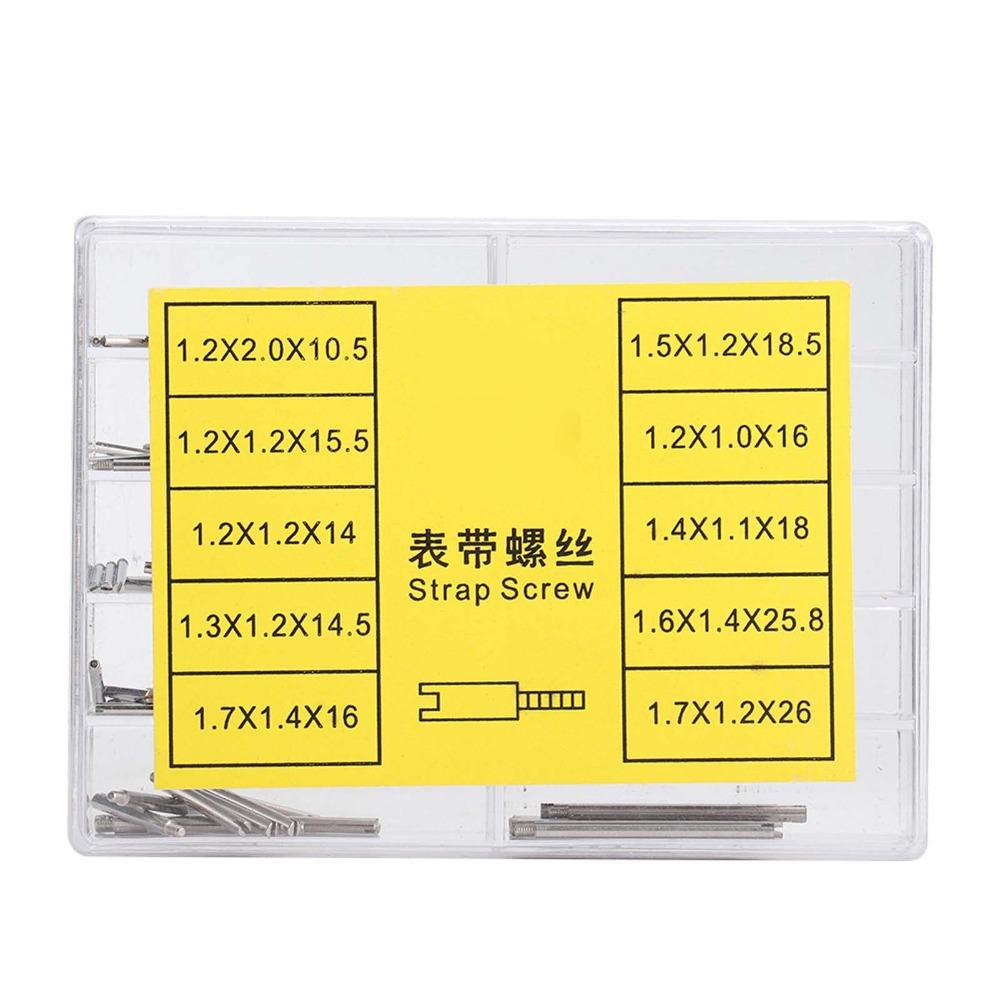 Profesionální sada šroubů na hodinky s 10 velikostmi, stříbrná barva, kovový materiál, příslušenství pro hodinky, nástroj pro opravu hodinek, nadšenci hodinek