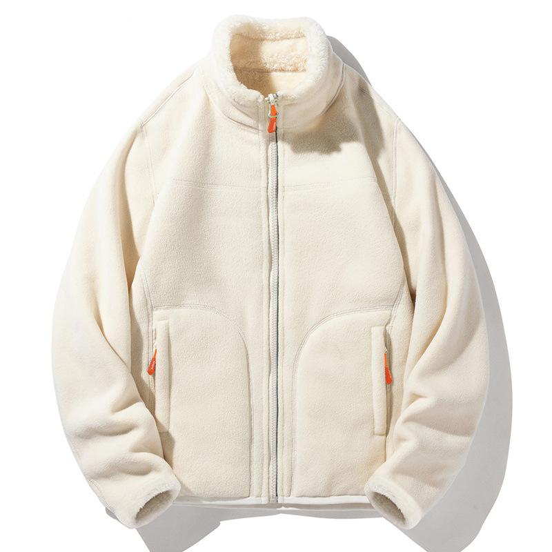 

Двусторонняя носимая куртка из кораллового флиса для женщин, парный разноцветный топ для осени/зимы, овечий флис M белый