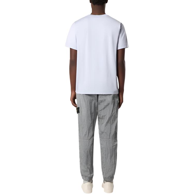 STONE ISLAND Ss25 Gładki Ścieg Naszywka z Logo Wygodny Dopasowany Okrągły Dekolt Prać Bawełna Jednolity Kolor Krótki Rękaw T-shirt Męski T-shirt K1S1521000-39S0013-V0088