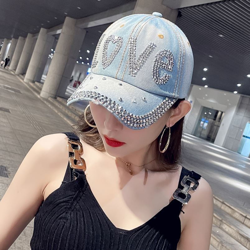 Hat Cowgirl Rhinestone Baseball Cap Spring Summer Sun Hat Casual Alphabet Rhinestone Cap Sun Hat