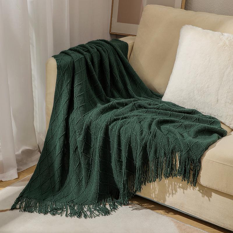 Tassel Lightweight Knitted Blanket for Sofa, Air Conditioning, Summer Naps, and Bay Windows