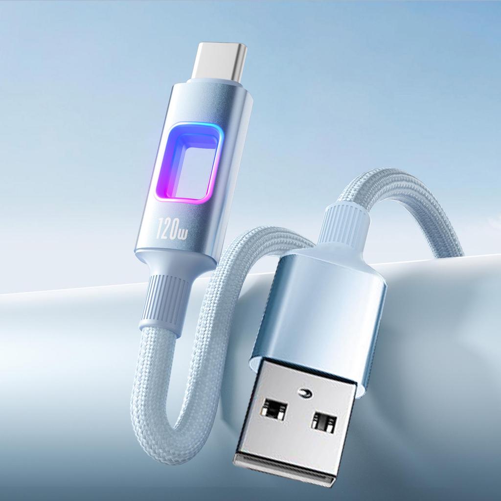 RGB Dazzling 120W Super-Fast Type-C Charging Cable for Huawei, Xiaomi, Vivo, Oppo, and Apple.