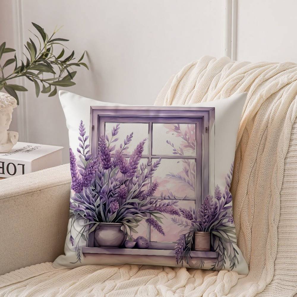 Kissenbezug mit Lavendel-Thema Heimdeko Überwurf für Sofa Bett Auto Raumdeko Geschenkidee