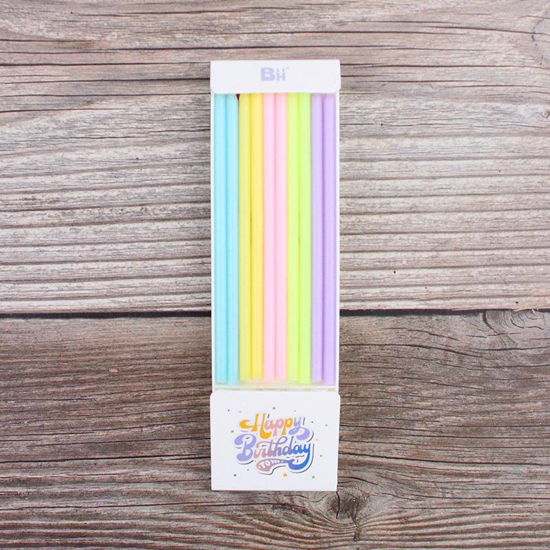 Colorful Birthday Cake Candles Ins Romantic Creative Slender Pencil Rainbow Color 10-pack Party Candles