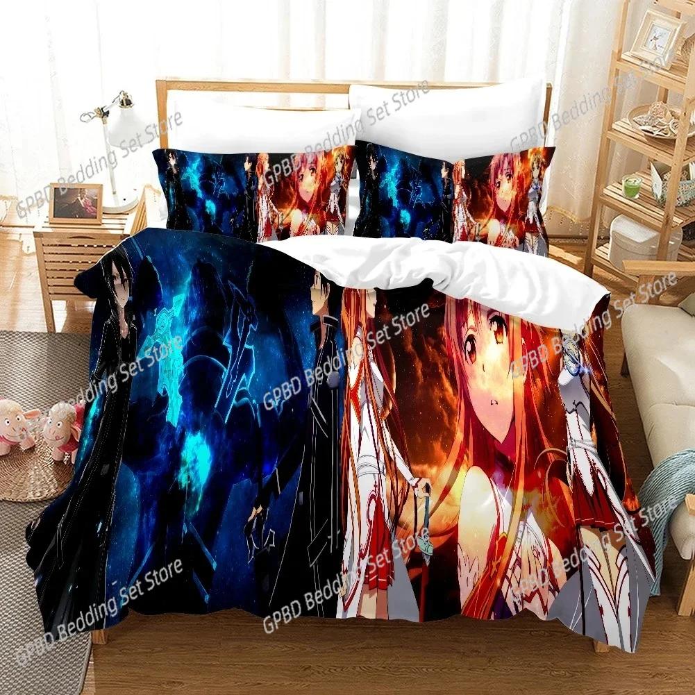 Sword Art Online Pattern 3D NEW Duvet Cover Pillowcase Bedding Set Adult Girl Bedroom Decoration Children Single Double Large