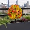 Durable Plastic Fall Foliage Artificial Autumn Flowers Bouquet, Maple Leaf/Morning Glory/Camellia Eucalyptus Ground Stake, Waterproof Harvest