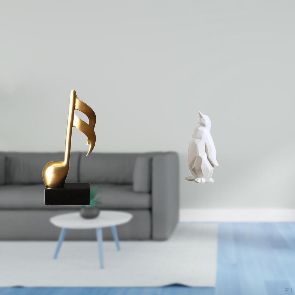 Creative Resin Penguin Music Note Sculpture Figurine Tabletop Ornament Centerpiece Collectable