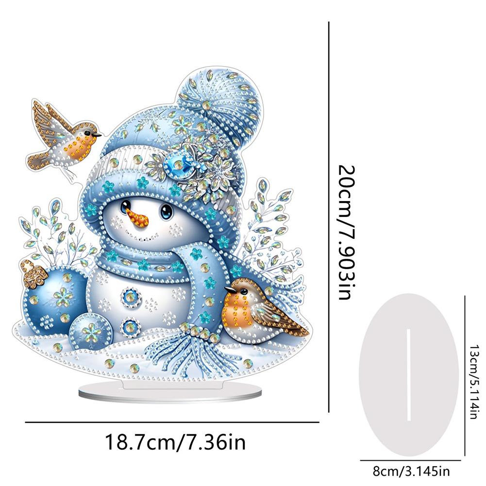 

2D Flat Acrylic Christmas Snowman Diamond Painting Desktop Ornament Kit DIY Diamond Painting Desktop Decorations for Home Office