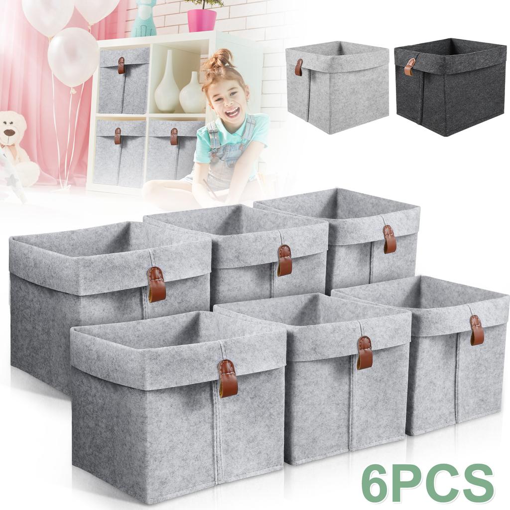 6Pcs Fabric Cube Foldable Storage Organizers Clothes Blanket Organizer Box Closet Storage Bins with Hanging Ring Toys Basket Hot