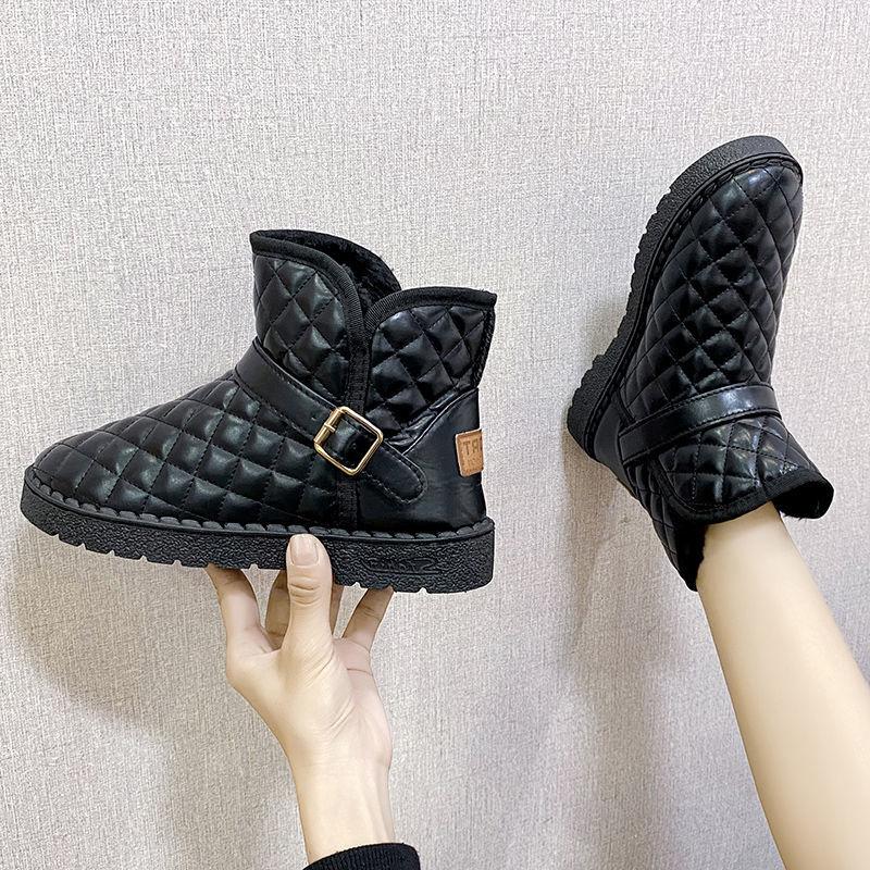 Fashion Leather Waterproof Plush Warm Flat Woman Shoes Winter on Offer 2025 New in Hot Goth Ankle Chic and Elegant Snow Boots for Women