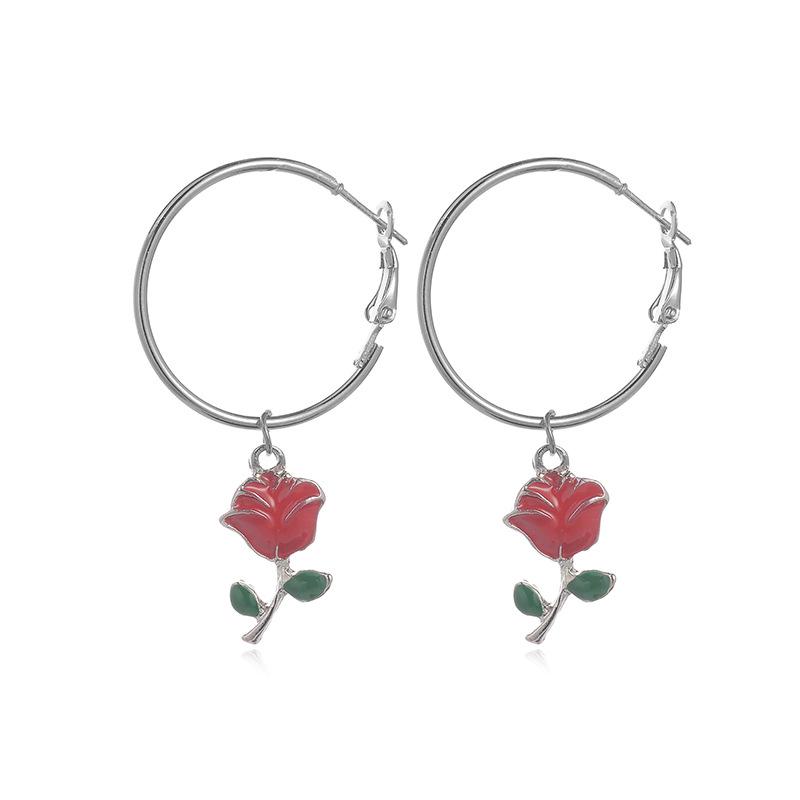 Rose Flower Stud Earrings - European and American Fashion Jewelry for Women