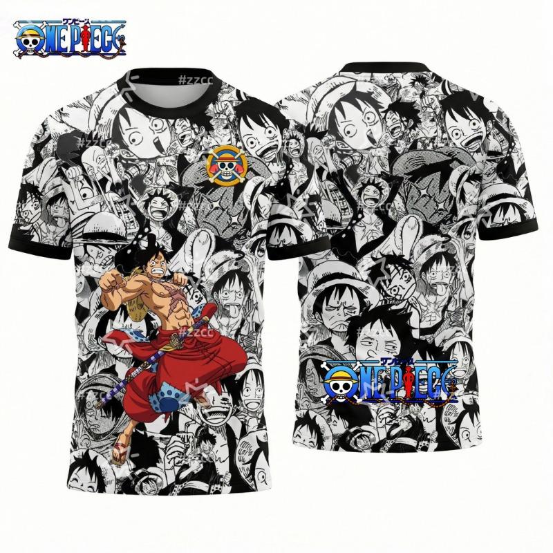 One Piece's Monkey D. Luffy graphic T-shirt Japanese anime football jersey Sports Dry Quickly Men's T-Shirt Kid's Clothing Tee