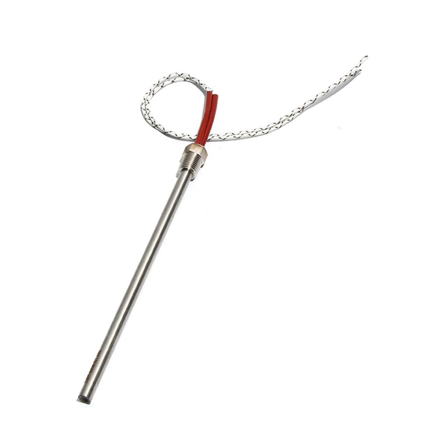 FCABA 8mm Dia 350~600mm DN8/12mm Threaded Single-head Heating Tube 110V/220V/380V 201 Stainless Steel Heating Rod with Nut 110V