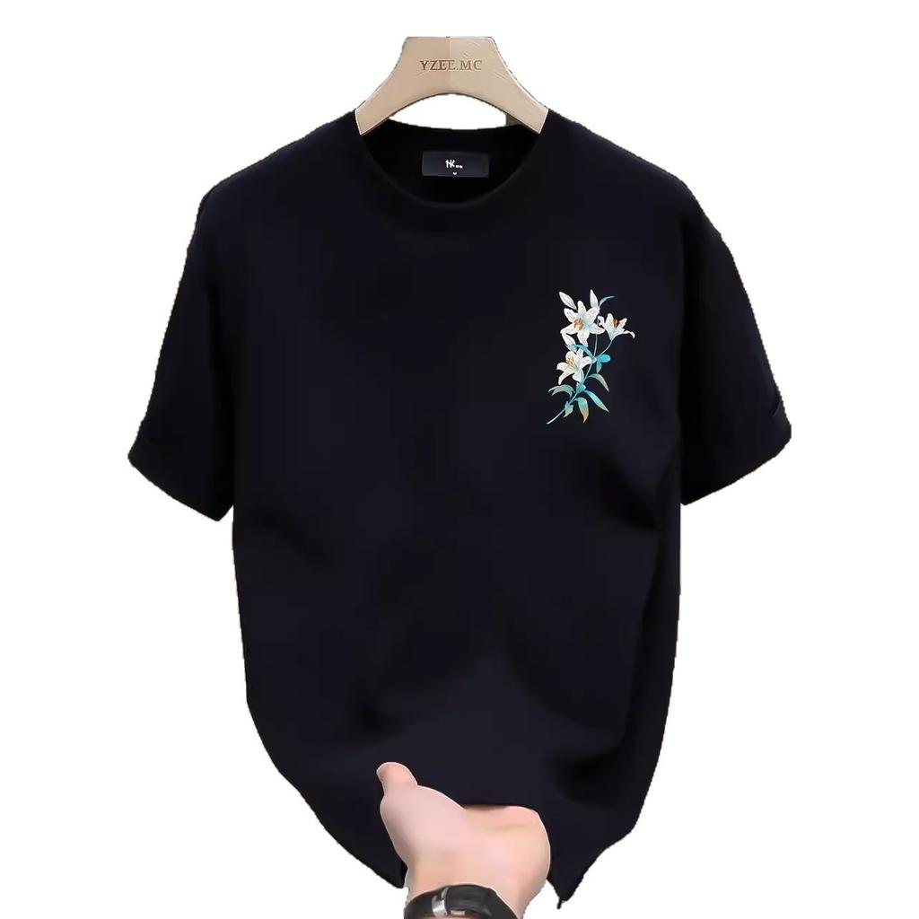 Short Sleeve Cotton Men'S Printed T-Shirt Trend Men'S And Women'S Versatile Crew Neck T-Shirt Men'S