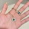 Romantic and Creative Palace Style Retro Aquamarine Necklace White Fritillaria Blue Collarbone Chain Pendant Exquisite Jewelry