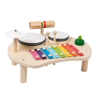 Children's Drum Set Wooden Xylophone Music Toy Kit Percussion Music Table Enlightenment Educational Toys