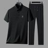 LangSha Men's Ice Silk Short-Sleeve Two-Piece Set