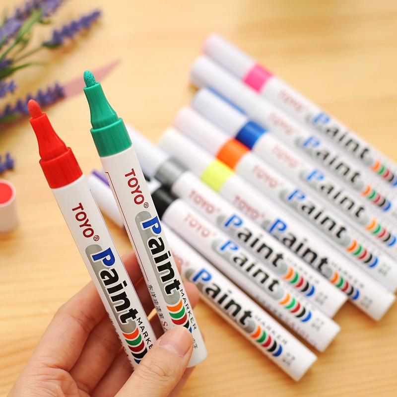 Metal Permanent Paint Marker Pen Waterproof Car Tyre Tire Tread Rubber Graffiti Touch Scratch Wet Wax Highlighter White Markers