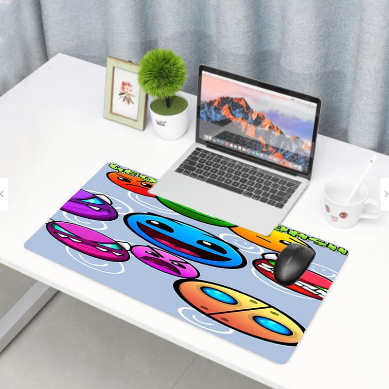 Geometry Dash Print Mouse Pad, Anti‑Slip Desktop Keyboard Mat, for PC Laptop Gaming Working Daily Use, Cool Festival Surprise Gift